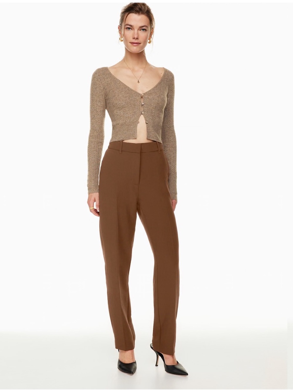 WILFRED Cognac Chopin Office  Capsule High Waist Straight Leg Dress Pant Sz 2